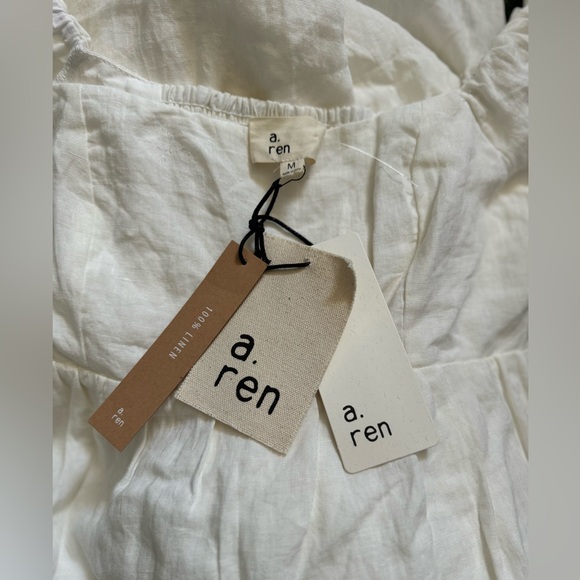NWT- A.REN Candace 100% Linen Off-White Maxi Dress Size Medium - Picture 9 of 14